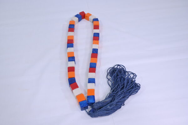 Orange, Blue & White Rectangular Beads Necklace