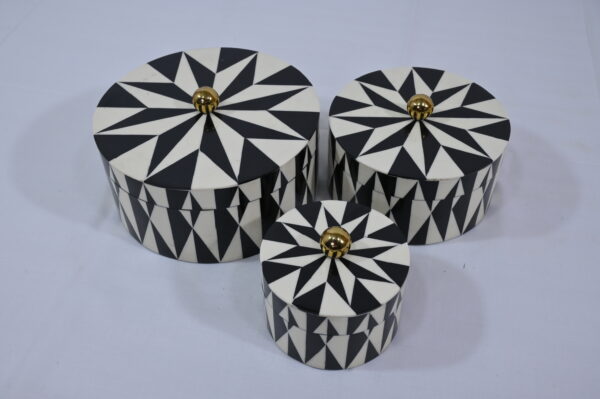Handmade Resin and Wooden Round Kitchen Box Set