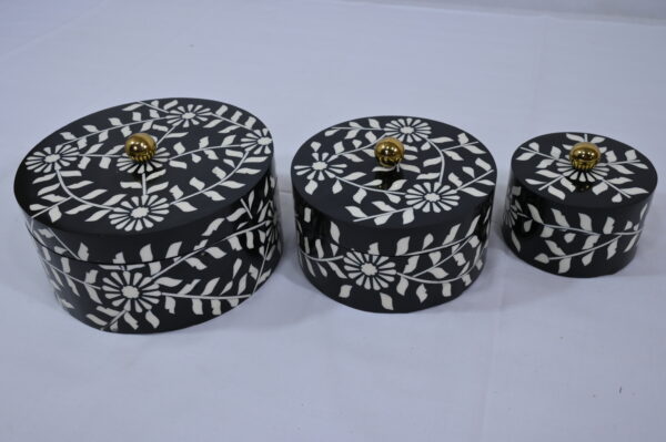 Handmade Resin & Bone Round Kitchen Box Set
