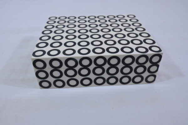White and Black Circle Texture Wooden Box
