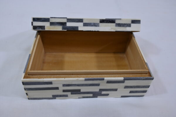 Navy & Cream Bone Inlay Keepsake Box