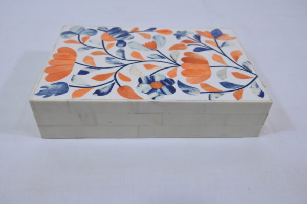 White Floral Mix Color Wooden Box