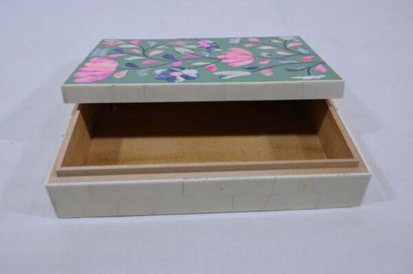 White Floral Mix Color Wooden Box