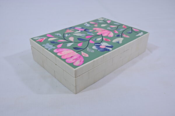 White Floral Mix Color Wooden Box
