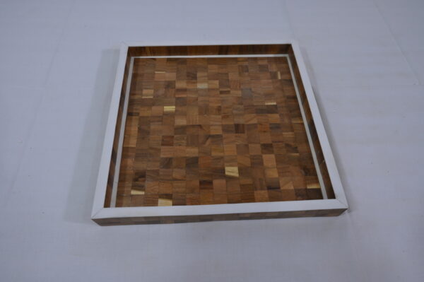 Brown & Cream Round Resin Tray with Circle Design