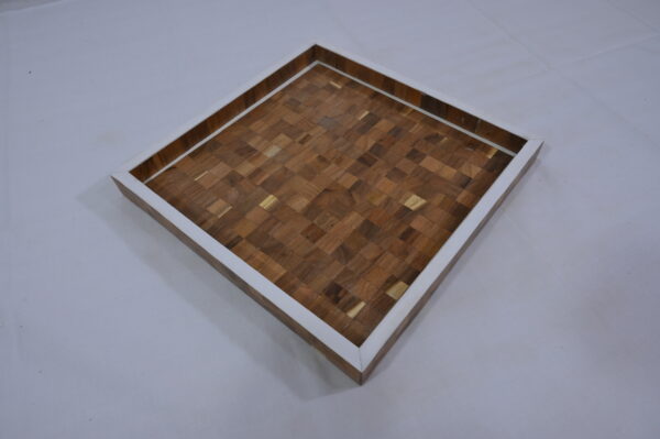 Brown & Cream Round Resin Tray with Circle Design