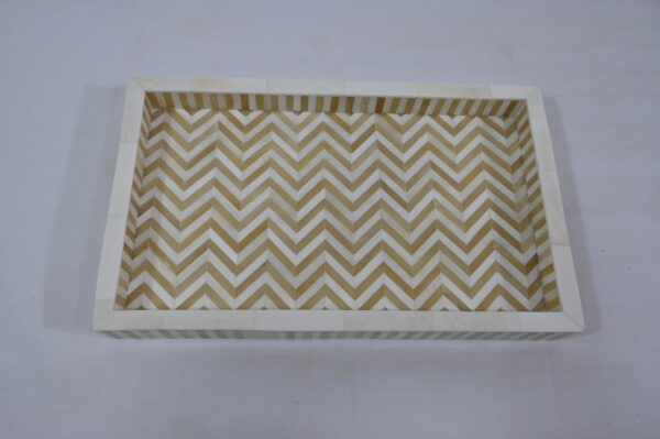 Brown & White Round Resin Tray with Circle Design