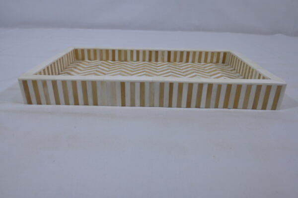 Brown & White Round Resin Tray with Circle Design