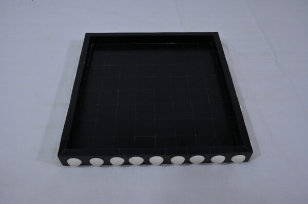 Black Tray with White Bead Design