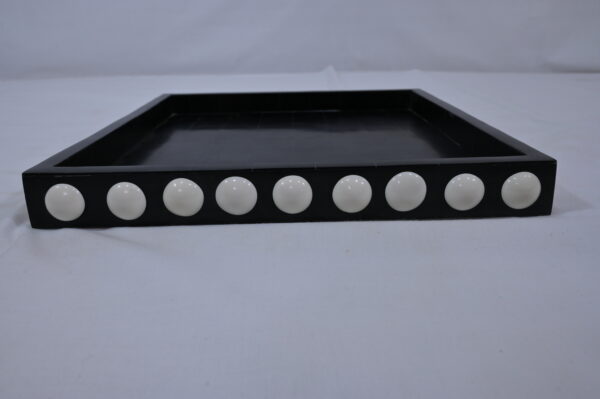 Black Tray with White Bead Design
