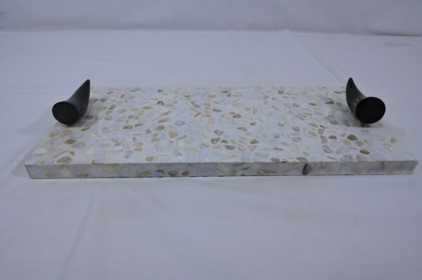 Cream & Black Shiny Kitchen Tray with Handles