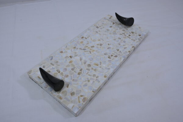 Cream & Black Shiny Kitchen Tray with Handles