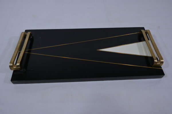 Black, White & Golden Resin Tray