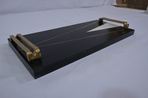 Black, White & Golden Resin Tray