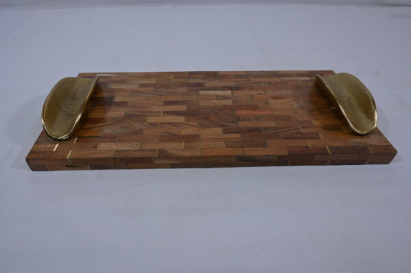Brown Resin Tray with Golden Handles