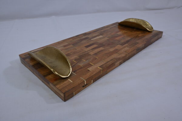 Brown Resin Tray with Golden Handles