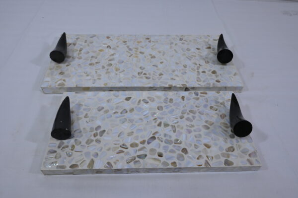 Cream & Black Shiny Kitchen Tray with Handles
