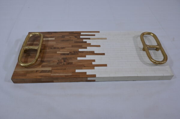 White & Brown Stylish Resin Tray
