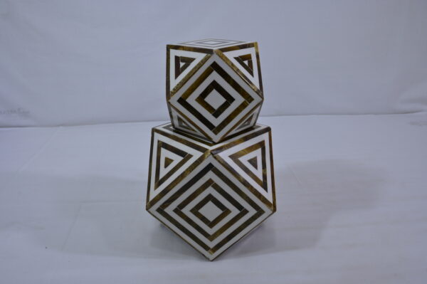 Handcrafted Resin & Bone Inlay Geometric Hexagon Decorative Boxes Set