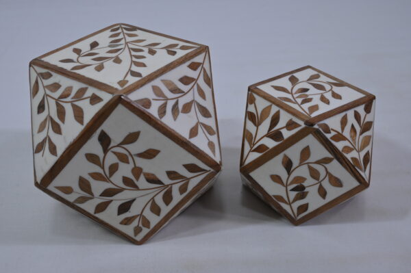 Brown & White Resin Bone Inlay Hexagon Box Set