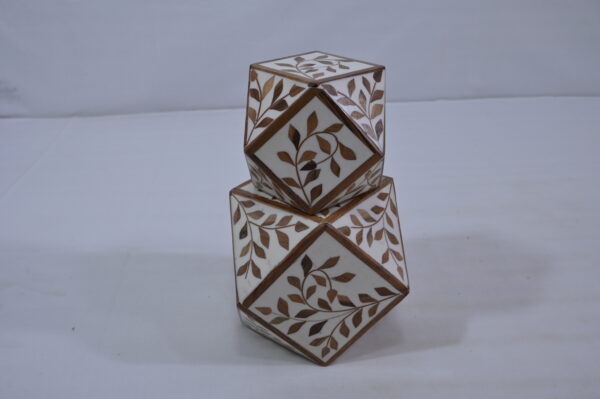 Brown & White Resin Bone Inlay Hexagon Box Set