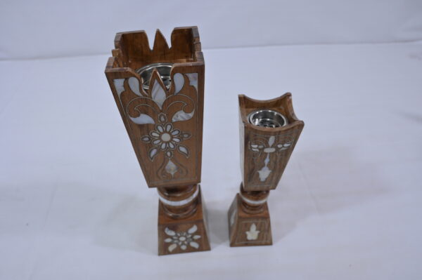 Brown & Light Cream Resin Bone Inlay Vases Set