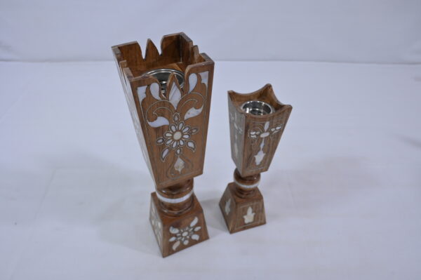 Brown & Light Cream Resin Bone Inlay Vases Set