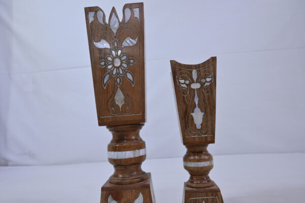Brown & Light Cream Resin Bone Inlay Vases Set