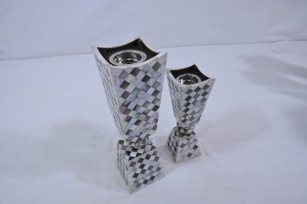 Handcrafted Resin & Bone Inlay Tall & Small Decorative Vases Set