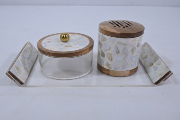 Resin & Wooden Kitchen Jar Set with Tray Set