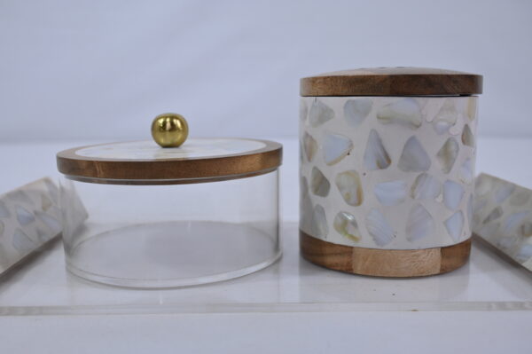 Resin & Wooden Kitchen Jar Set with Tray Set