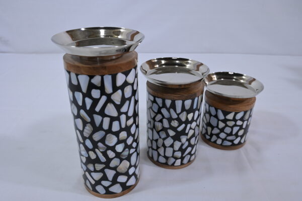 Bone Inlay Resin Wooden Kitchen Jar Set