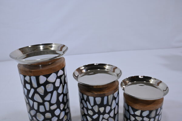 Bone Inlay Resin Wooden Kitchen Jar Set