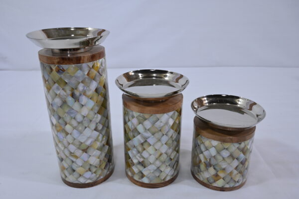 Light Brown & White Shiny Resin Kitchen Jar Set