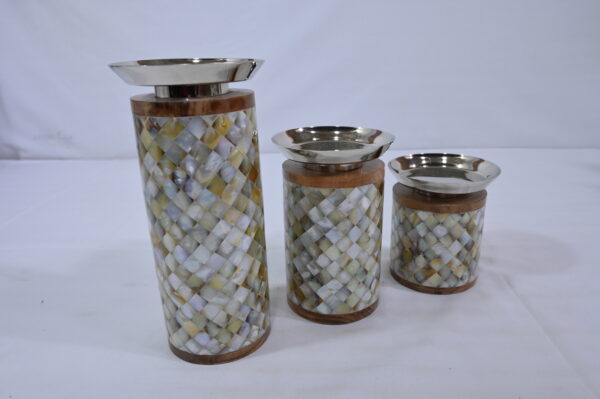 Light Brown & White Shiny Resin Kitchen Jar Set