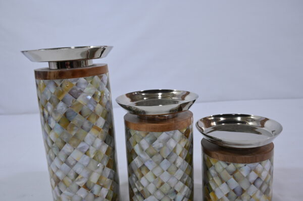 Light Brown & White Shiny Resin Kitchen Jar Set