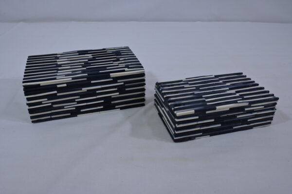Navy & Cream Bone Inlay Wooden Box