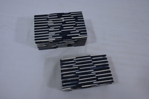Navy & Cream Bone Inlay Wooden Box