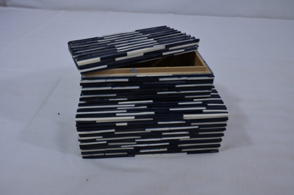Navy & Cream Bone Inlay Wooden Box