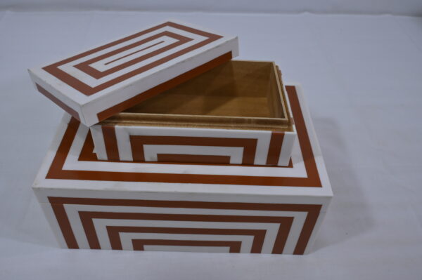 Red & White Bone Inlay Wooden Box