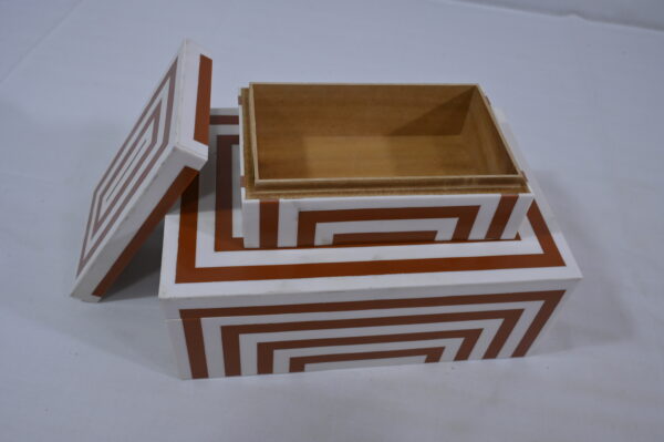 Red & White Bone Inlay Wooden Box